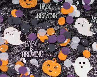 Halloween Baby Shower, A Baby Is Brewing, Halloween Gender Reveal, Confetti,