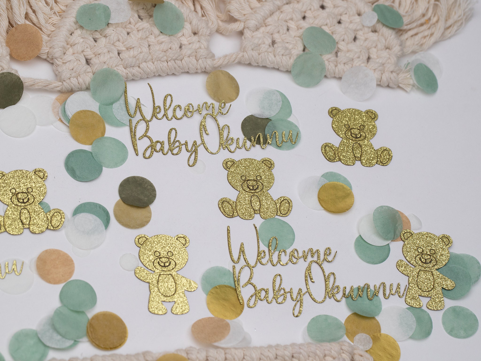 We Can Bearly Wait Baby Shower Decorations Gender Neutral Baby Shower Confetti Welcome Baby Custom Confetti Boho Bear Shower