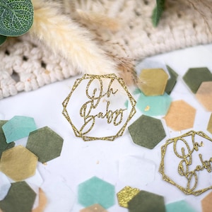 Oh Baby Baby Shower Decorations, Baby Shower Sage Green, Greenery Baby Shower, Baby Shower Confetti
