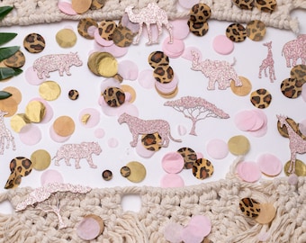 Pink Safari Baby Shower, Safari Animals, Jungle Baby Shower, Wild One Birthday, Wild One Baby Shower, Safari Birthday Decorations, Confetti