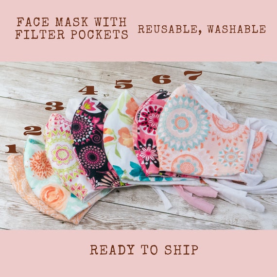 Face Mask With Filter Pocket, Reusable Face Mask, CottonFace Mask, Half Mask, Adjustable Face Mask, Face Mask Washable Made in USA Il_570xn