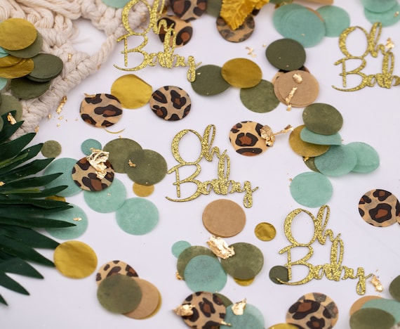 Safari Baby Shower, Jungle Baby Shower, Baby Boy Shower Decorations, Oh Baby, Baby Shower Confetti, Baby Shower Decorations Leopard Print Il_570xn