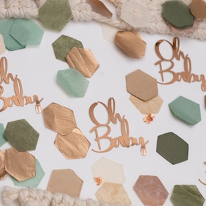 Oh Baby Greenery Baby Shower, decorazioni per baby shower gender neutral, coriandoli per baby shower, baby shower boho