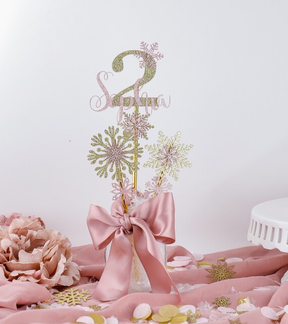Winter Onederland Decorations Girl, 1st Birthday Girl Centerpiece,Pink and Gold Snowflake Birthday, Custom Birthday Decorations Il_570xn