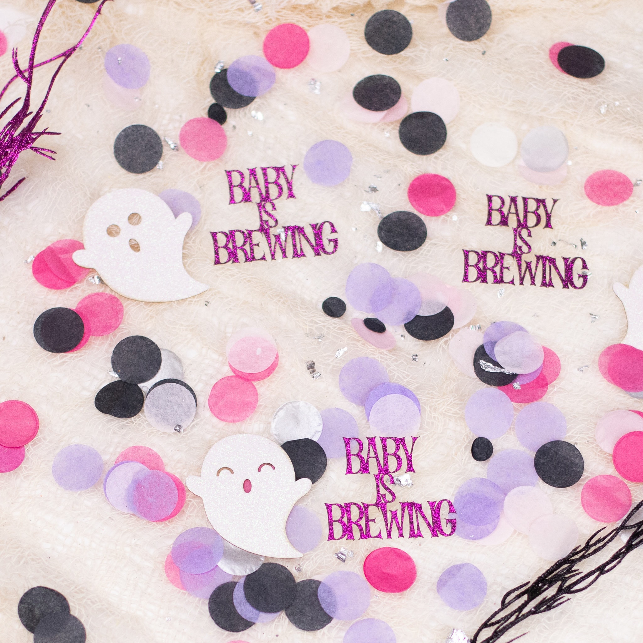 Halloween Baby Shower A Baby Is Brewing Baby Shower Halloween Gender Reveal Ghost Confetti Pink Halloween