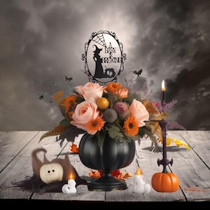 Fête prénatale Halloween, centre de table, décoration pour baby shower, sorcière enceinte, centre de table bébé prépare des bâtons