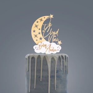 Baby Shower Cake Topper, On Cloud Nine, Twinkle Twinkle Little Star Baby Shower, Custom Cake Topper, Personalized Cake Topper