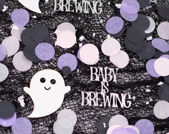 Halloween Baby Shower, A Baby Is Brewing, Halloween Gender Reveal, Ghost Confetti