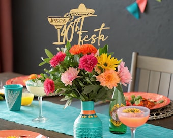 Decorações para festa mexicana, Centro de mesa, Decorações para festa de 40 anos, Festa mexicana para festa de 30 anos, Festa de 50 anos, Decorações para festa de aniversário, Festa com tema de margarita