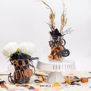 Halloween 2nd Birthday Centerpiece, Our little Boo Is Turning Two, Mason Jar Tags, 2nd Birthday Centerpiece, Little Boo, Set of 6 image 2