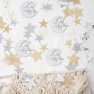 Über dem Mond-Babypartydekoration, Mond und Sterne-Babyparty, Mond-Babyparty, Konfetti