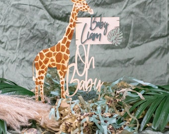 Safari Baby Shower, Oh Baby, Centerpiece, Jungle Baby Shower, Baby Boy Shower Decorations, Girl Baby Shower, Oh Baby Sign, Custom Name