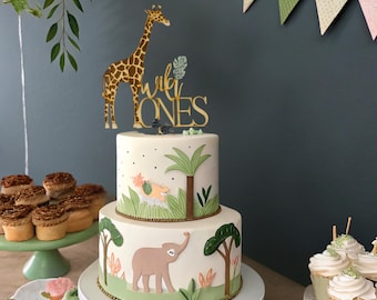 Baby Shower de gemelos, Cumpleaños de gemelos, Cumpleaños de un salvaje, Adorno para tarta, Cumpleaños de animales de safari, Baby Shower de la jungla, Cumpleaños con temática de la jungla