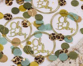 Safari Baby Shower, Jungle Baby Shower, Boy Baby Shower, Oh Baby, Confetti, Green and Gold, Baby Shower Decorations Gender Neutral