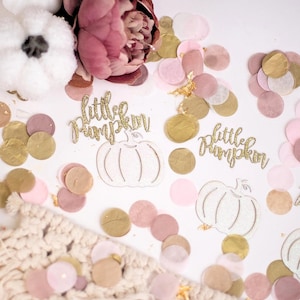 Coriandoli Little Pumpkin Baby Shower, Baby Shower autunnale, rosa, rosa e oro, zucca rosa, decorazioni per baby shower bambina, compleanno zucca