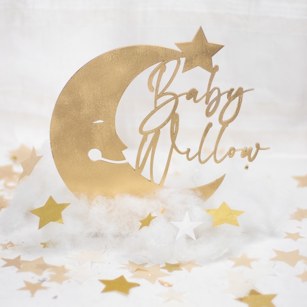 Over The Moon Baby Shower Decorations, Baby Shower Centerpiece, Baby Name Sign For Baby Shower, Moon and Stars Baby Shower,