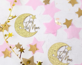 Over The Moon Baby Shower Decorations, Moon and Stars Baby Shower, Lunar Moon Baby Shower, Confetti, Pink Moon