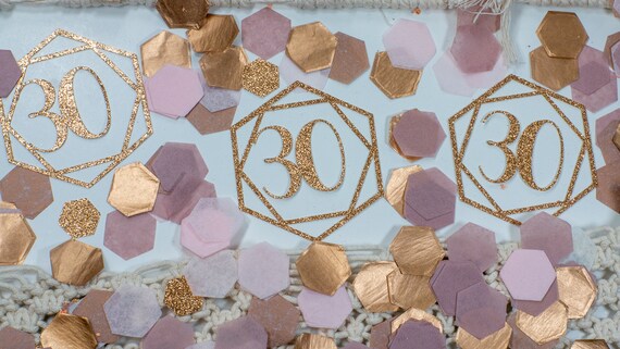 30th Birthday Decorations, 50th Birthday, Rose Gold Decorations, 30, Custom Confetti, Personalized Confetti, 21st Birthday, Copper, Hexagon Il_570xn