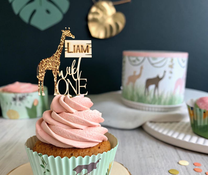 Wild One Birthday, Custom Cupcake Toppers, Safari 1st Birthday ...