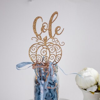 Decorazione Per Torta A Forma Di Zucca Glitter Oro - Per Primo Compleanno, Baby Shower E Ringraziamento