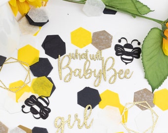 Bee Gender Reveal, Bee Baby Shower, Gender Neutral Baby Shower Decorations, Bumble Bee Confetti, What will Baby Bee, Gender Reveal Ideas