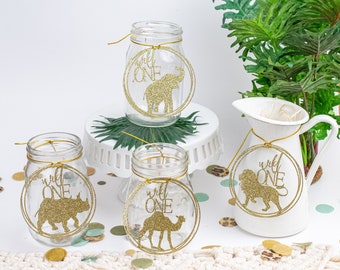 Wild One Birthday Boy, Mason Jar Tags, Centerpiece, Jungle Party, Safari Theme Birthday, Safari Wild One Birthday Party