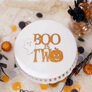 Halloween 2nd Birthday Centerpiece, Our little Boo Is Turning Two, Mason Jar Tags, 2nd Birthday Centerpiece, Little Boo, Set of 6 Orange Glitter