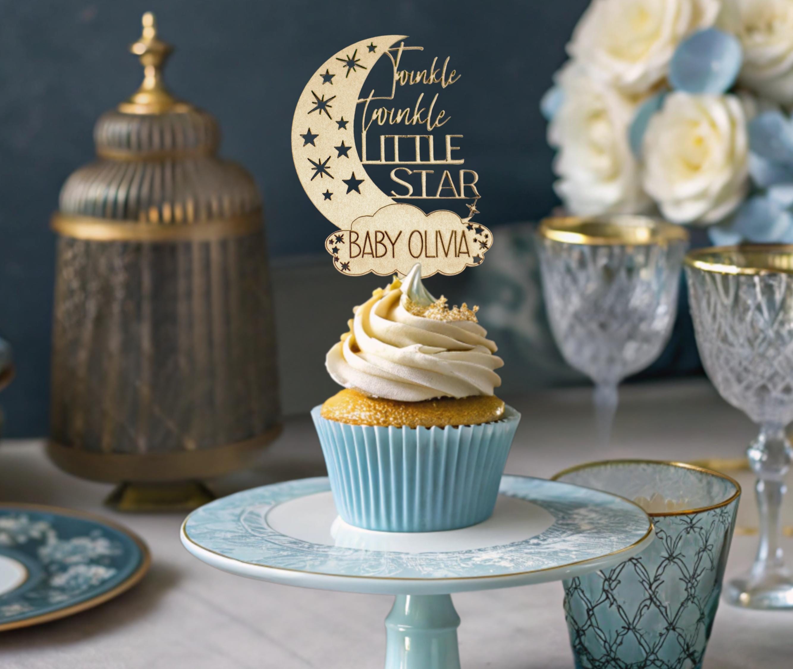 Twinkle Twinkle Little Star Baby Shower or Gender Reveal Custom Cupcake ...