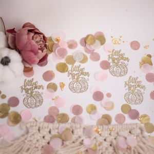 Baby Shower con zucca, Baby Shower autunnale, Coriandoli per baby shower, Zucca rosa, Decorazioni per baby shower per bambine, Compleanno con zucca