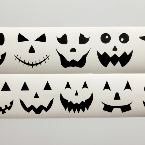 Set of 10 Fall Halloween Vinyl Decals Stickers Pumpkin Jack O Lantern Faces Tumbler Decal Laptop sticker