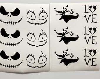 Set of 12 Halloween Christmas Vinyl Decals Stickers Ornaments Pumpkins Fall tumblers