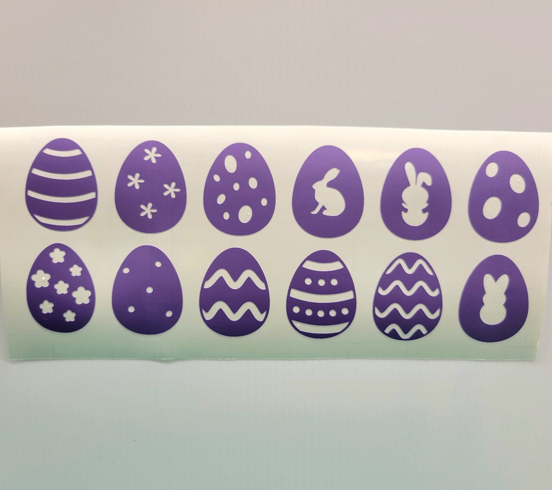 Set of 12 Spring Easter Eggs Vinyl Decals Stickers Bunny Egg Hunting Etsy