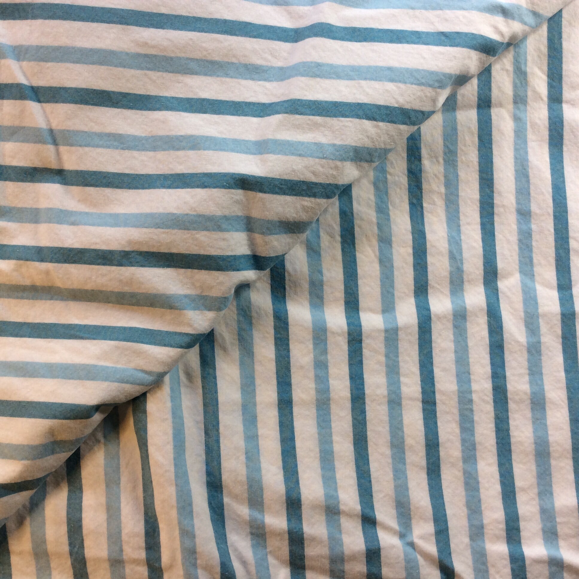 Vintage Sheet Full Flat Ralph Lauren 100% Cotton White and Blue Stripes