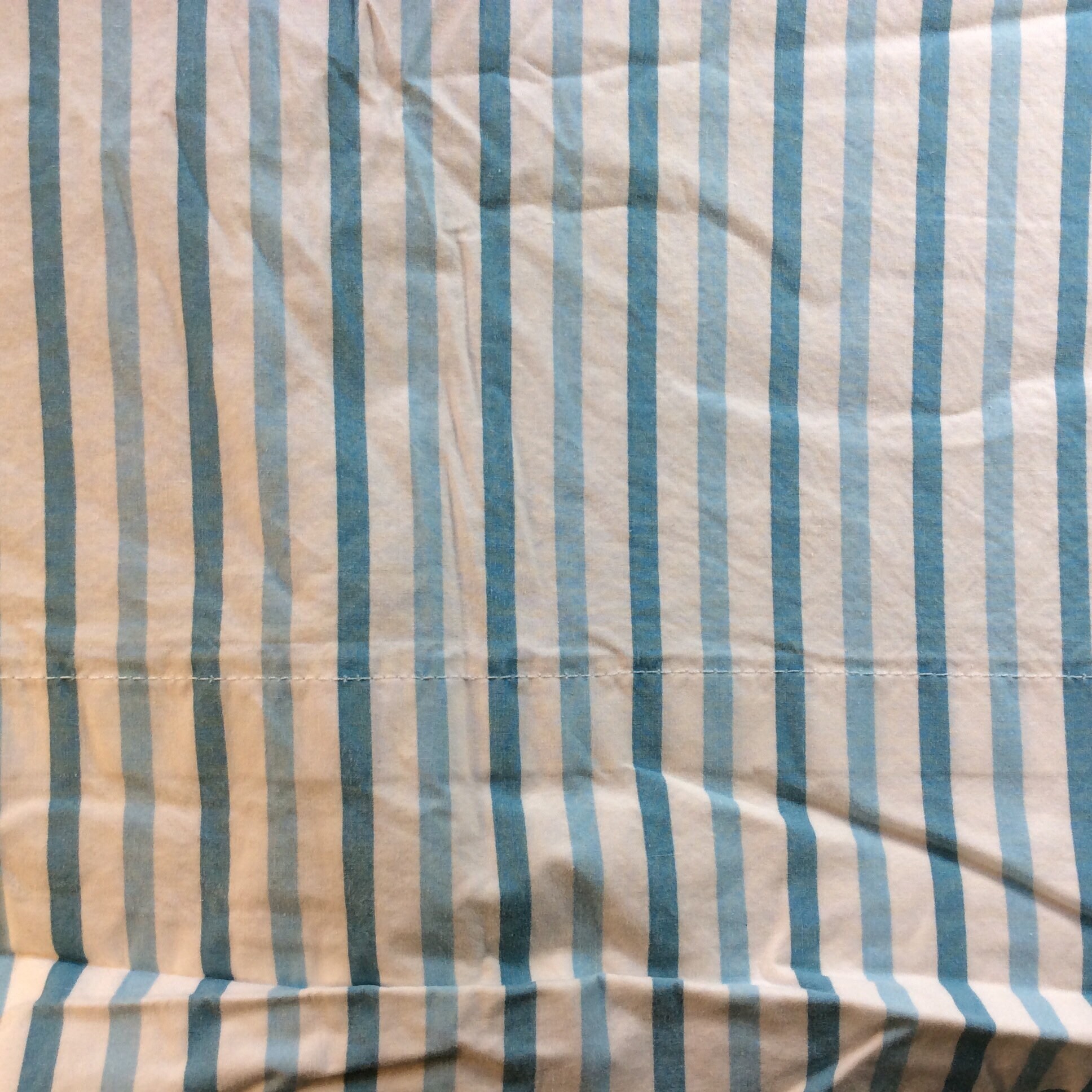 Vintage Sheet Full Flat Ralph Lauren 100 Cotton White and Blue Stripes