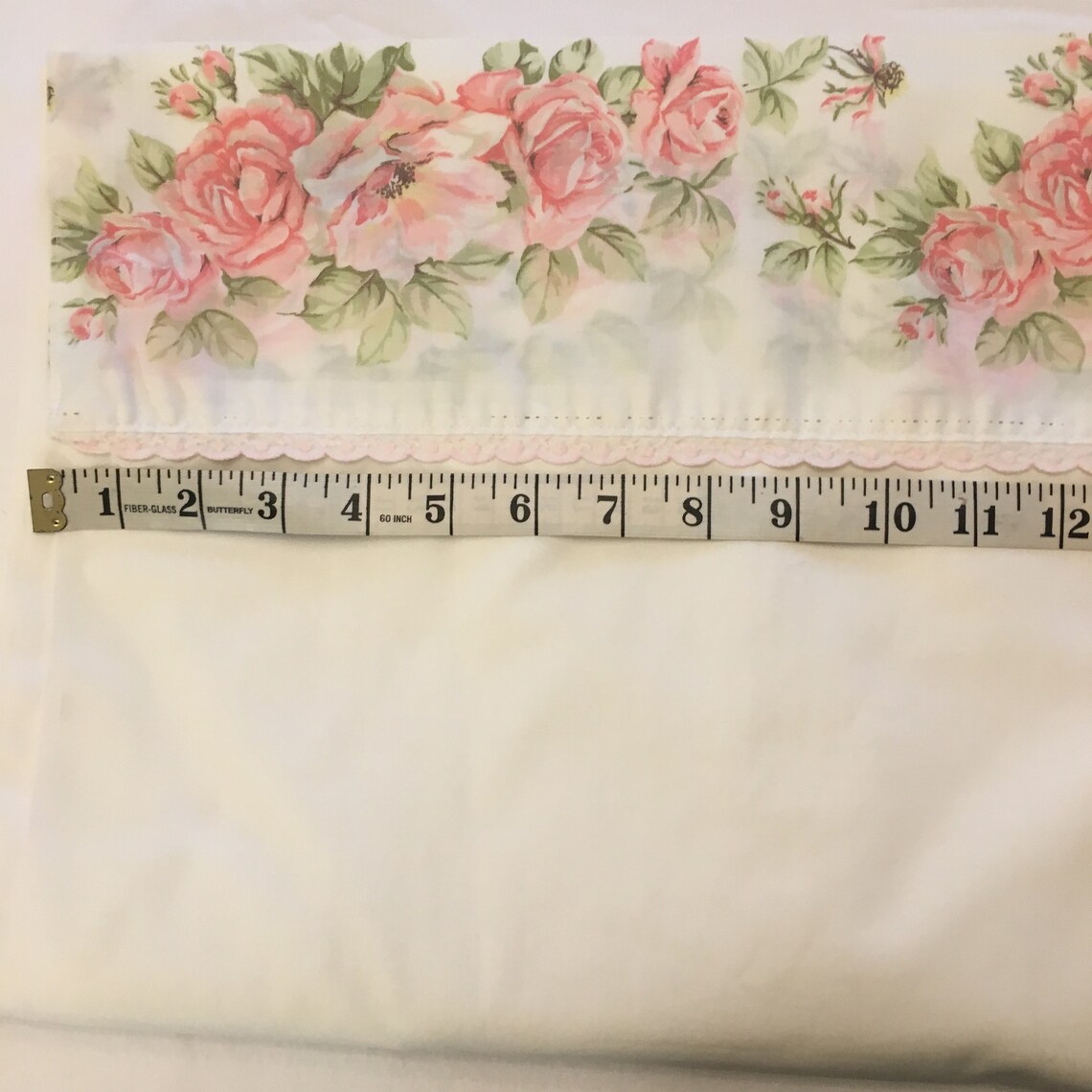 Vintage Sheet Full Flat White with Pink and Green Floral | Etsy