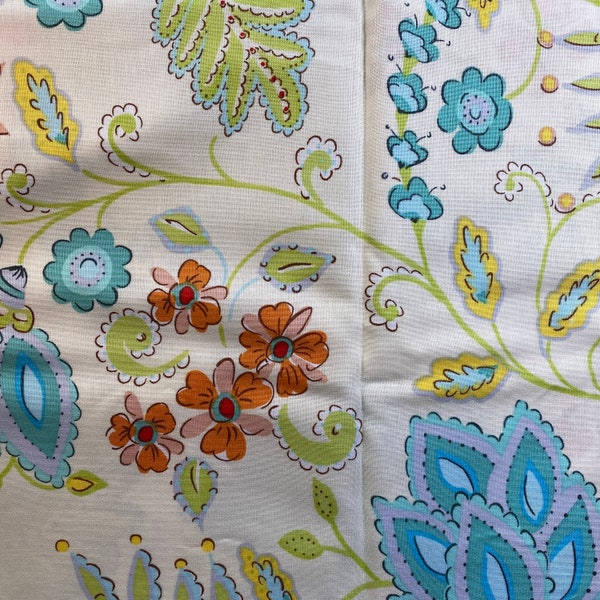 Fabric- Cut Quilting Cotton 44”x36” Blue Green Floral, bouquet, blooming, decorative, fabric scraps, fabric panels, free shipping, eclectic