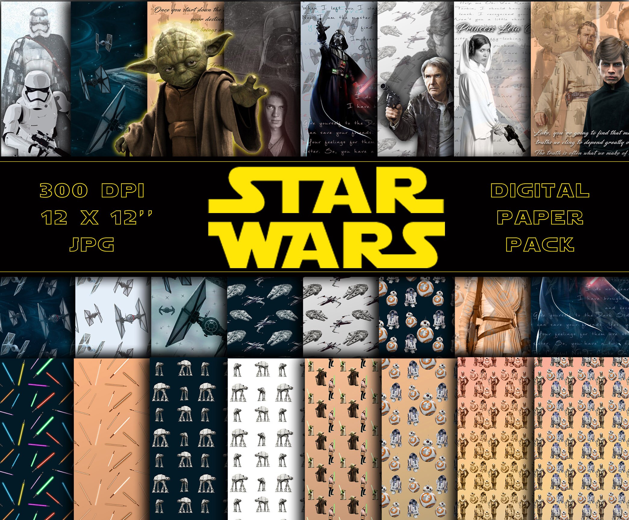 Star Wars Digital paper Star Wars paper pack Star Wars pack Etsy