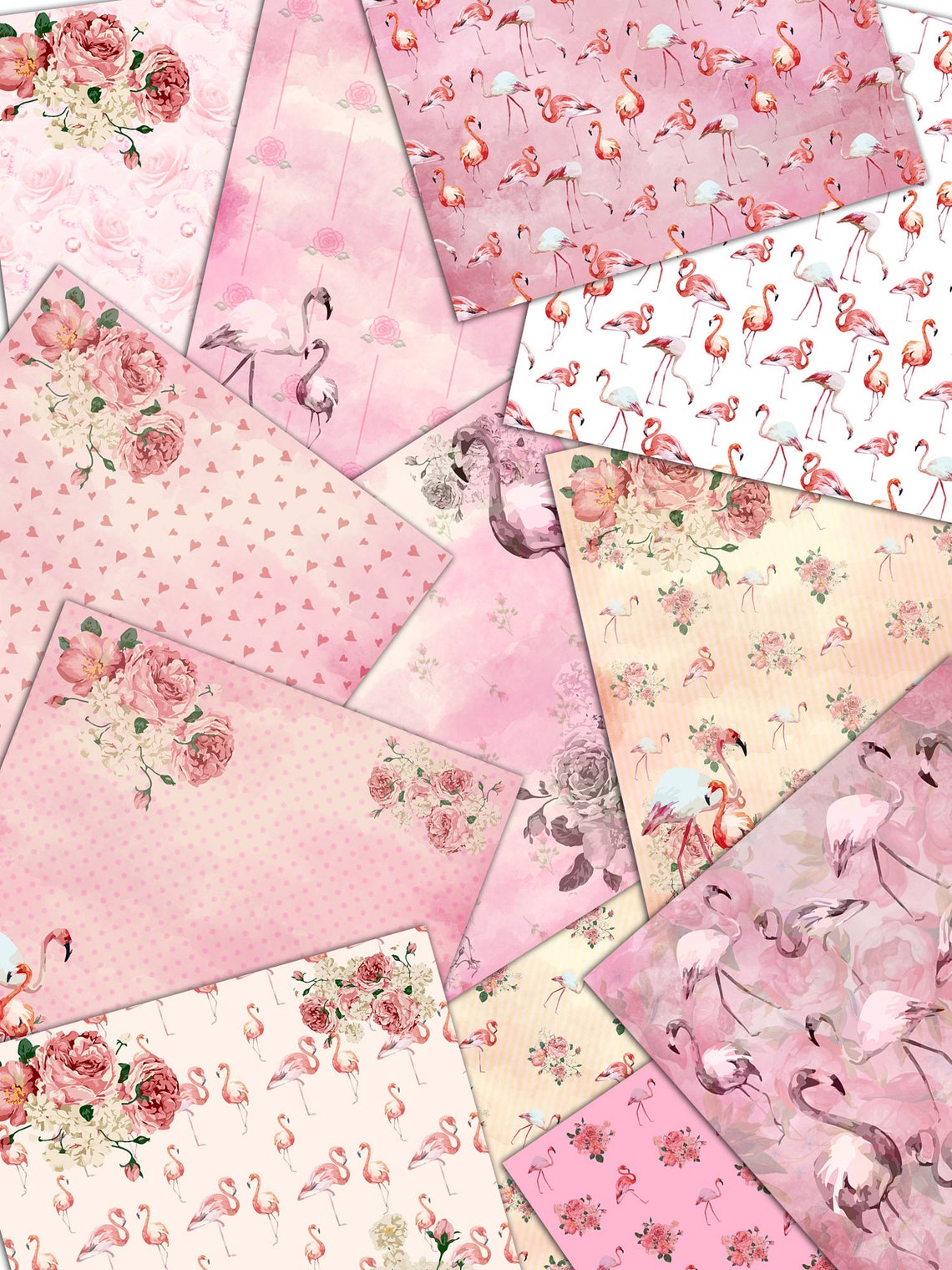 Flamingo Digital Paper Flamingo Scrapbooking Paper Pack Etsy