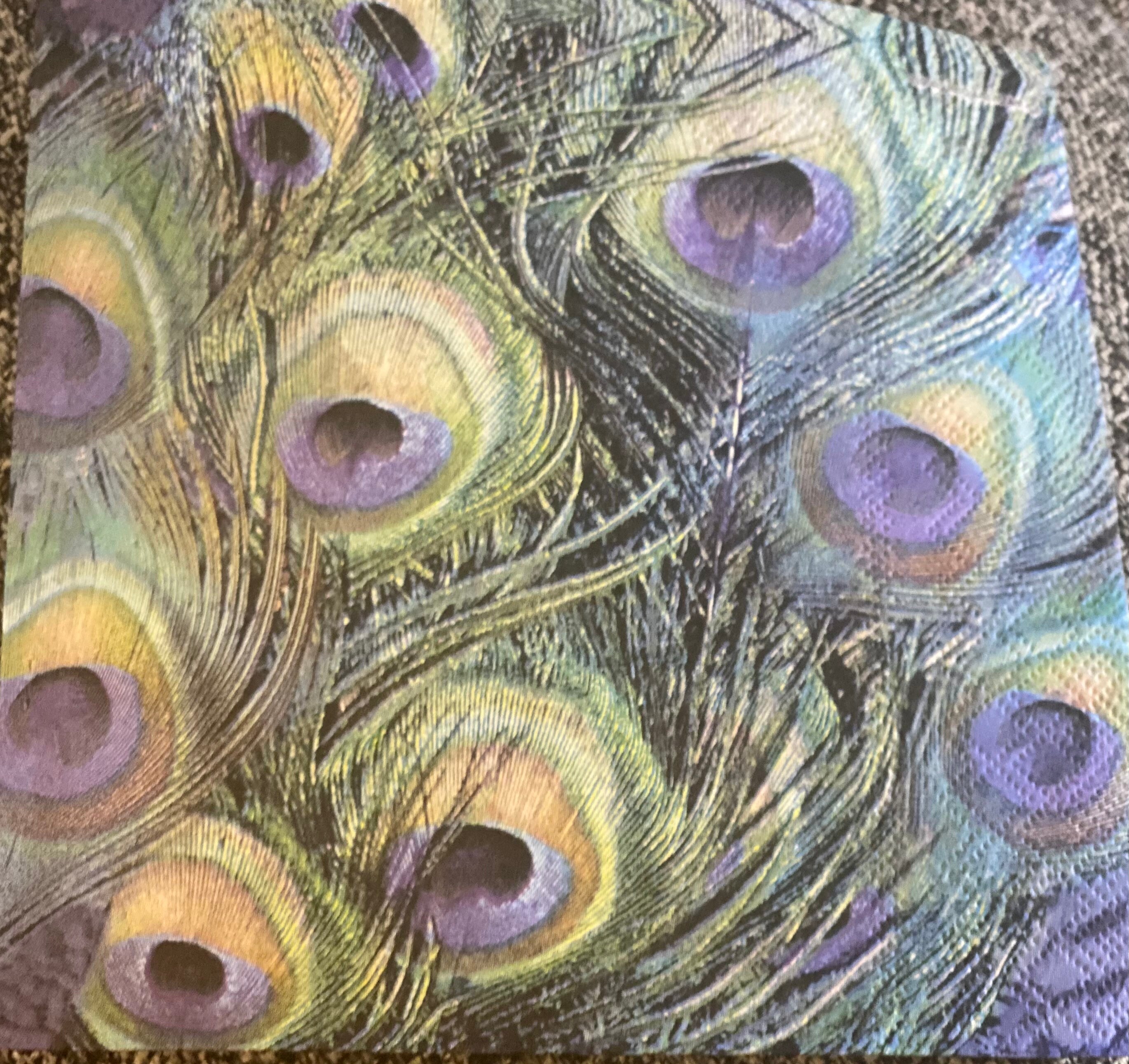 Peacock feathers style Napkins for decoupage set of 4 Etsy