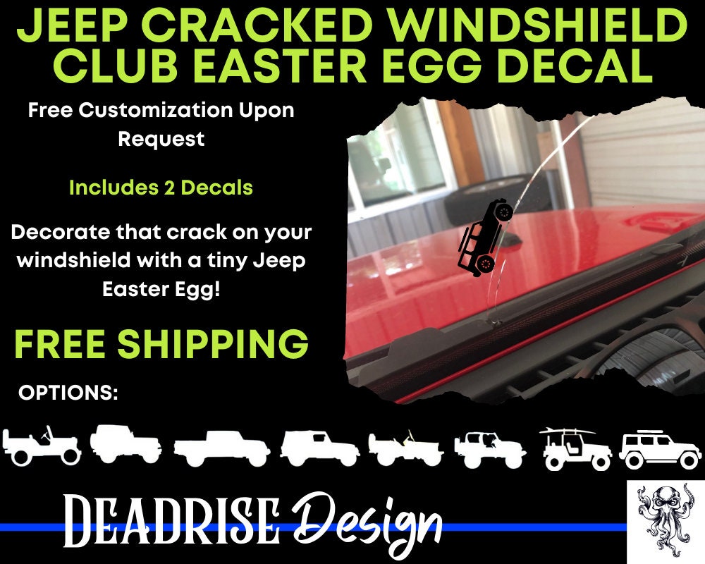 Jeep Broken Cracked Windshield Easter Egg Sticker Decal