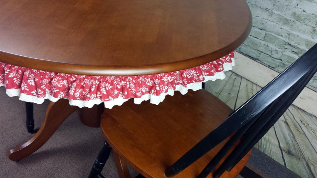 Country Table Ruffle, Custom Sizes, Ivory Roses & Eyelet - Etsy