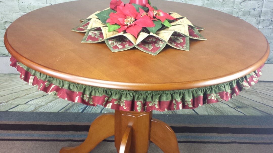 Table Ruffles Country Table Ruffle, Custom Sizes, Christmas Holly - Etsy