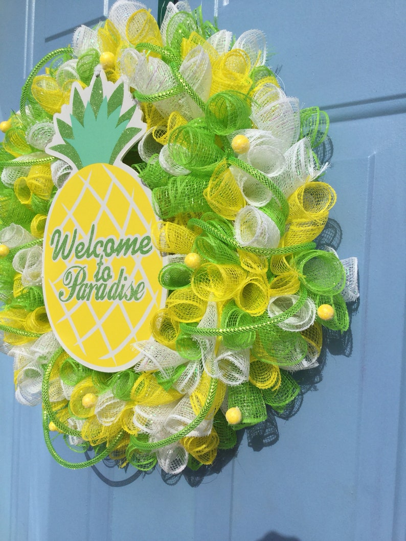 Summer pineapple front door wreath beach wreath spring pineapple wreath pineapple wreath summer wreath deco mesh wreath