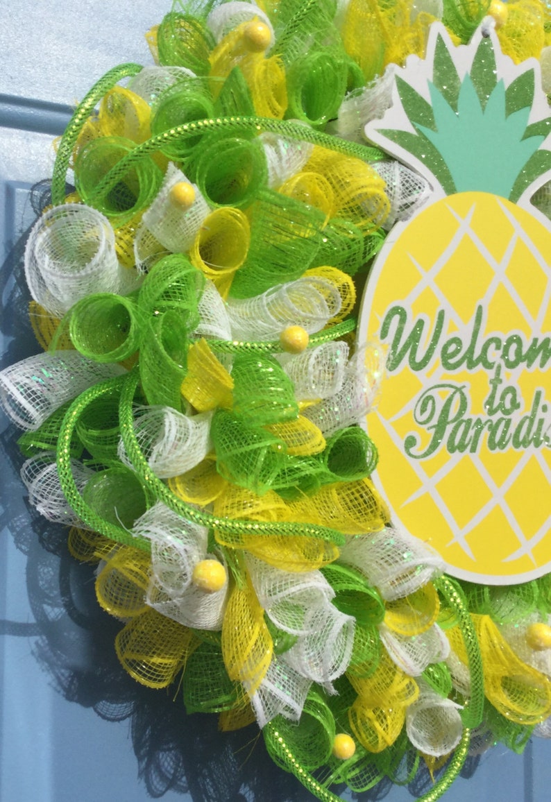 Summer pineapple front door wreath beach wreath spring pineapple wreath pineapple wreath summer wreath deco mesh wreath