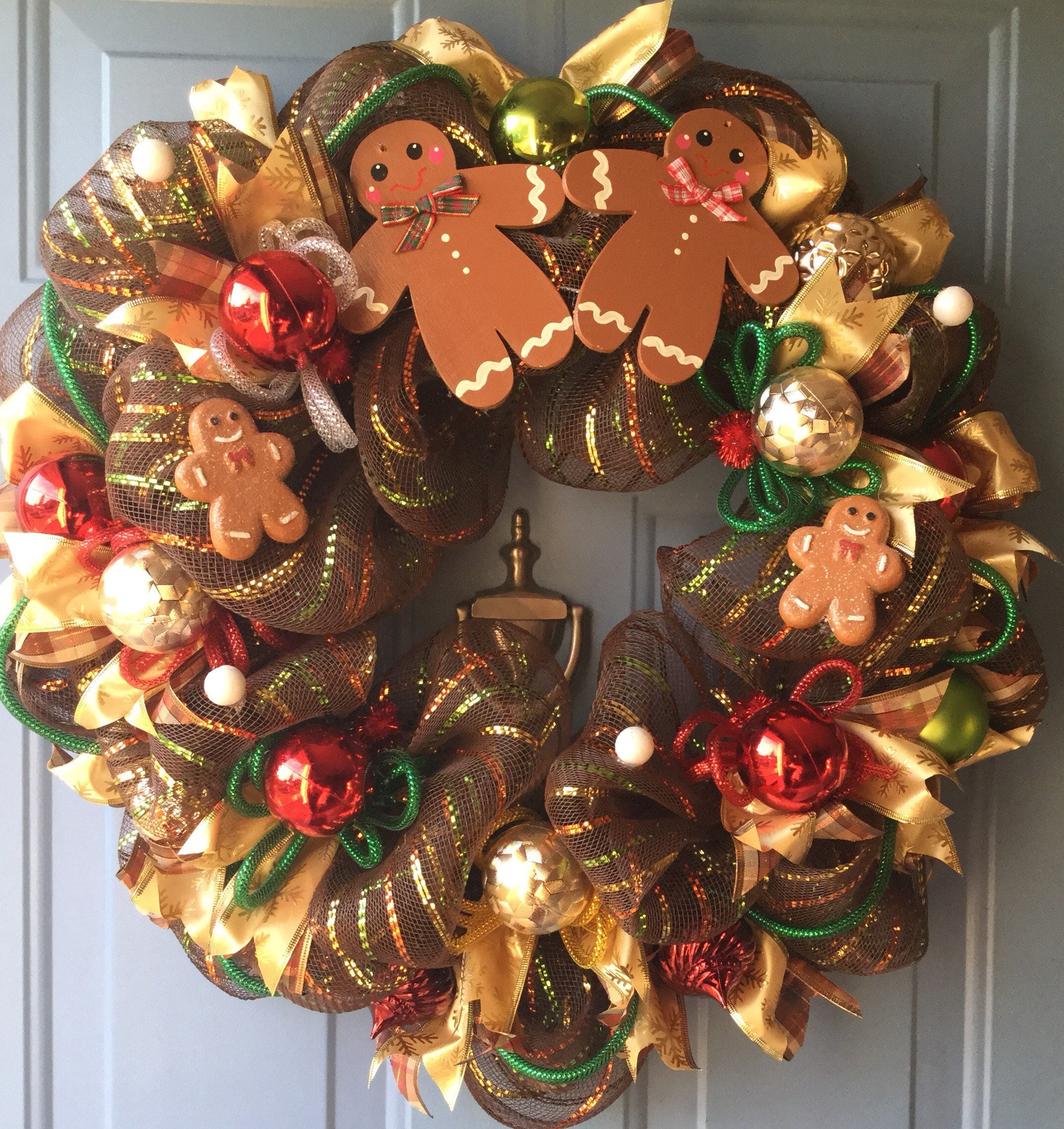 Gingerbread Christmas wreath front door gingerbread Wreath