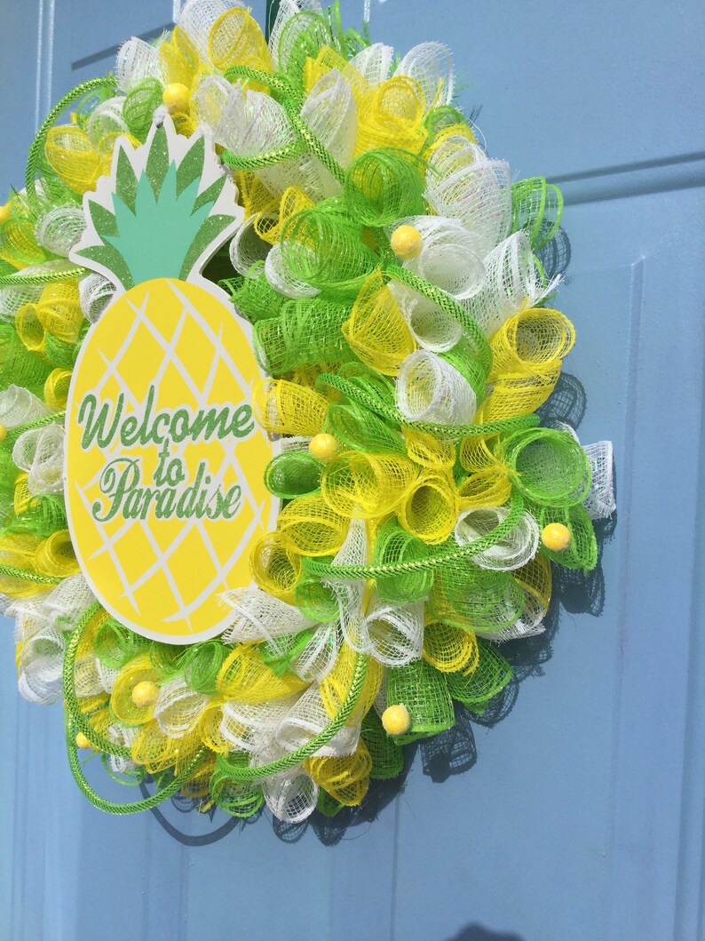 Summer pineapple front door wreath beach wreath spring pineapple wreath pineapple wreath summer wreath deco mesh wreath