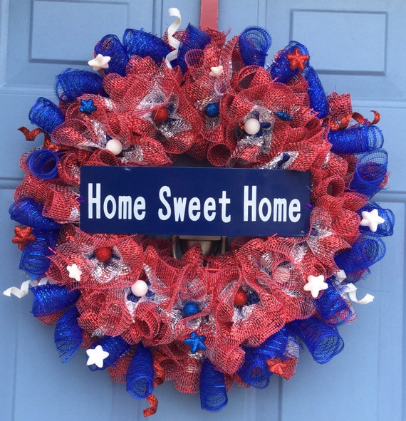 4th Of July Wreath Front Door Wreath Patriotic Wreath Etsy