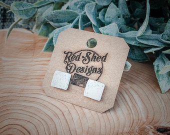 Concrete Earrings-Square, Natural, Minimalist