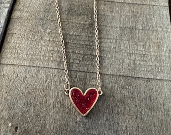 Red Heart Necklace | Bohemian Gypsy Hippie Style | Love Aesthetic Pendant | Dainty Layering Jewelry