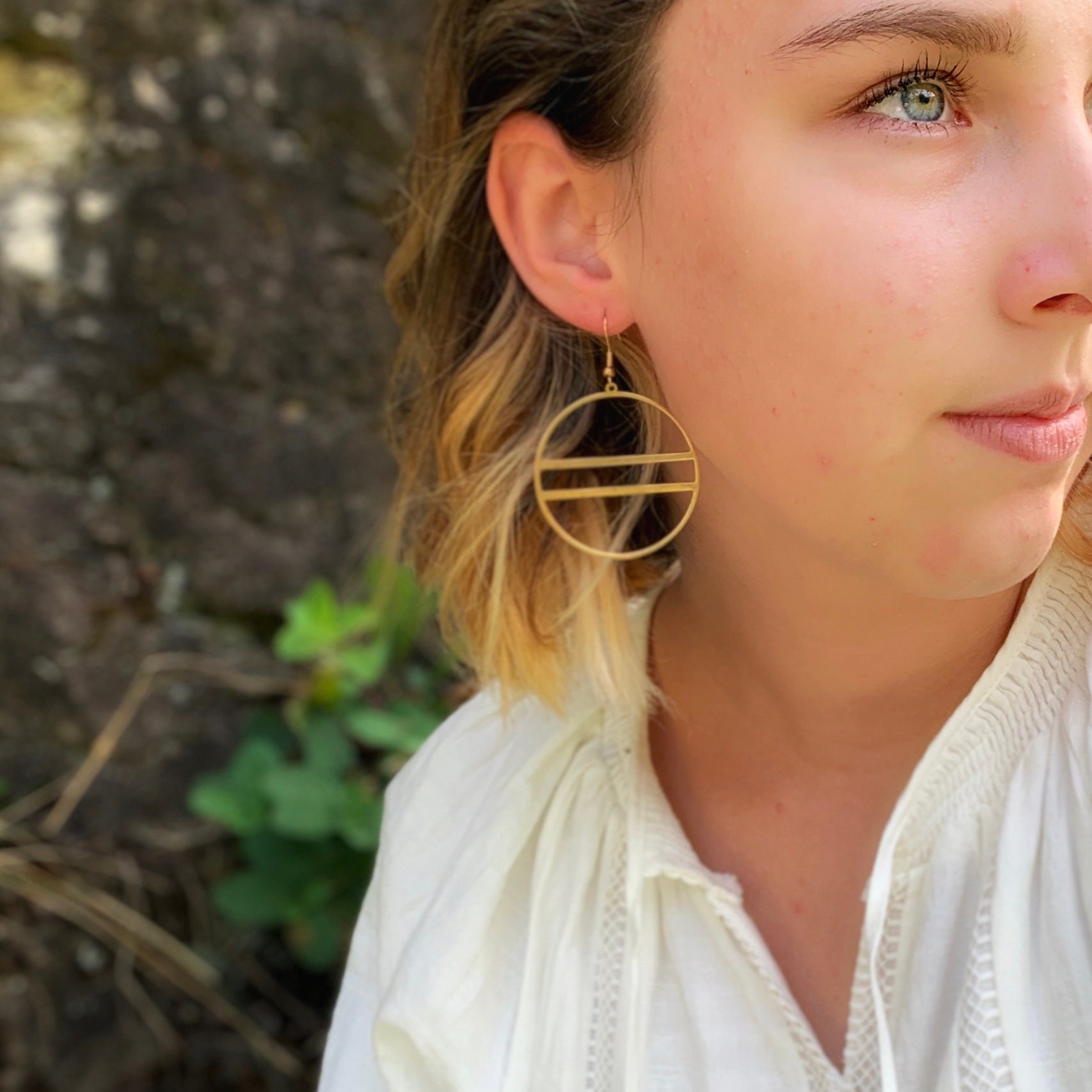 Boho Round Brass Hoop Earrings Metal Collection Etsy